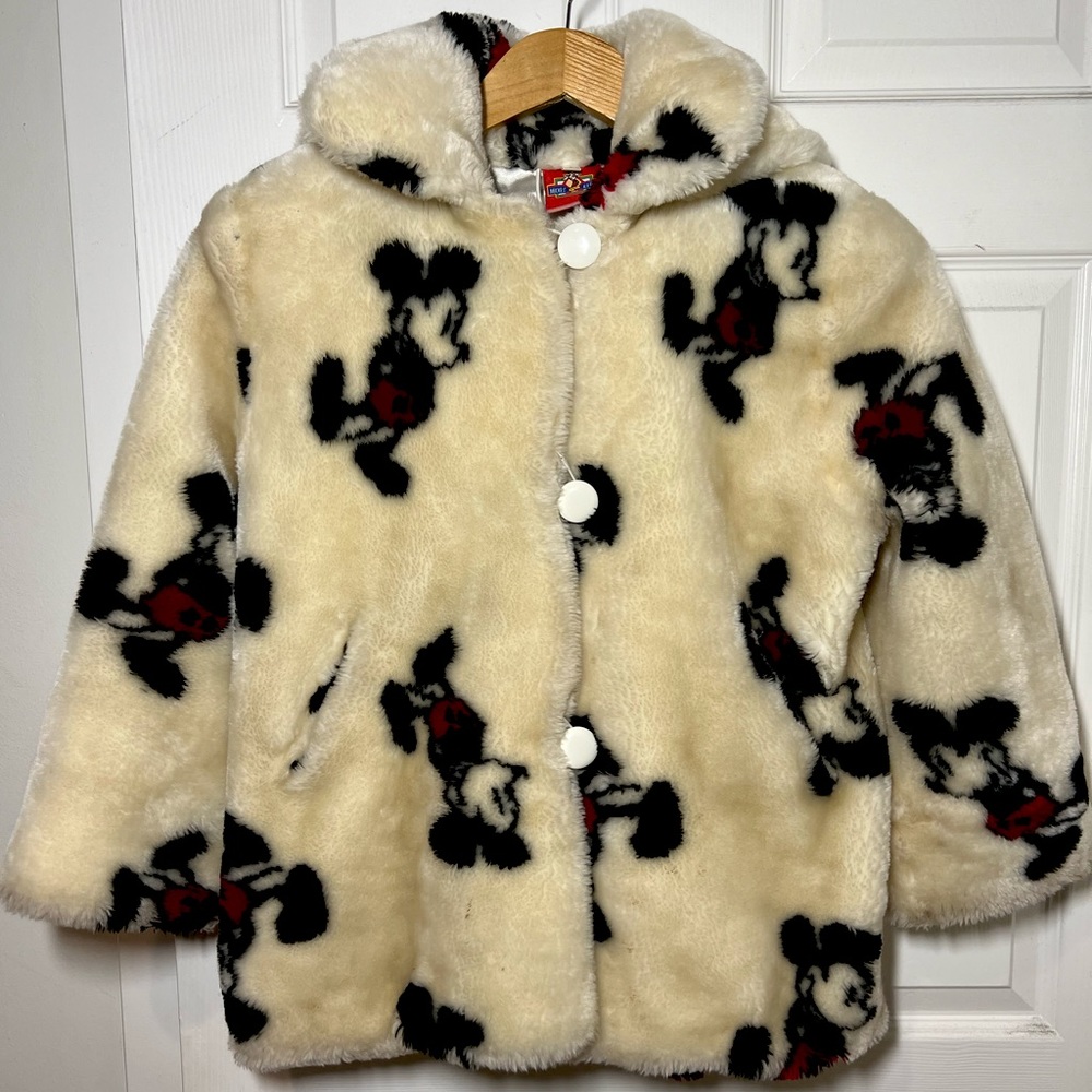 RARE vintage Disney Mickey Mouse faux fur kids coat